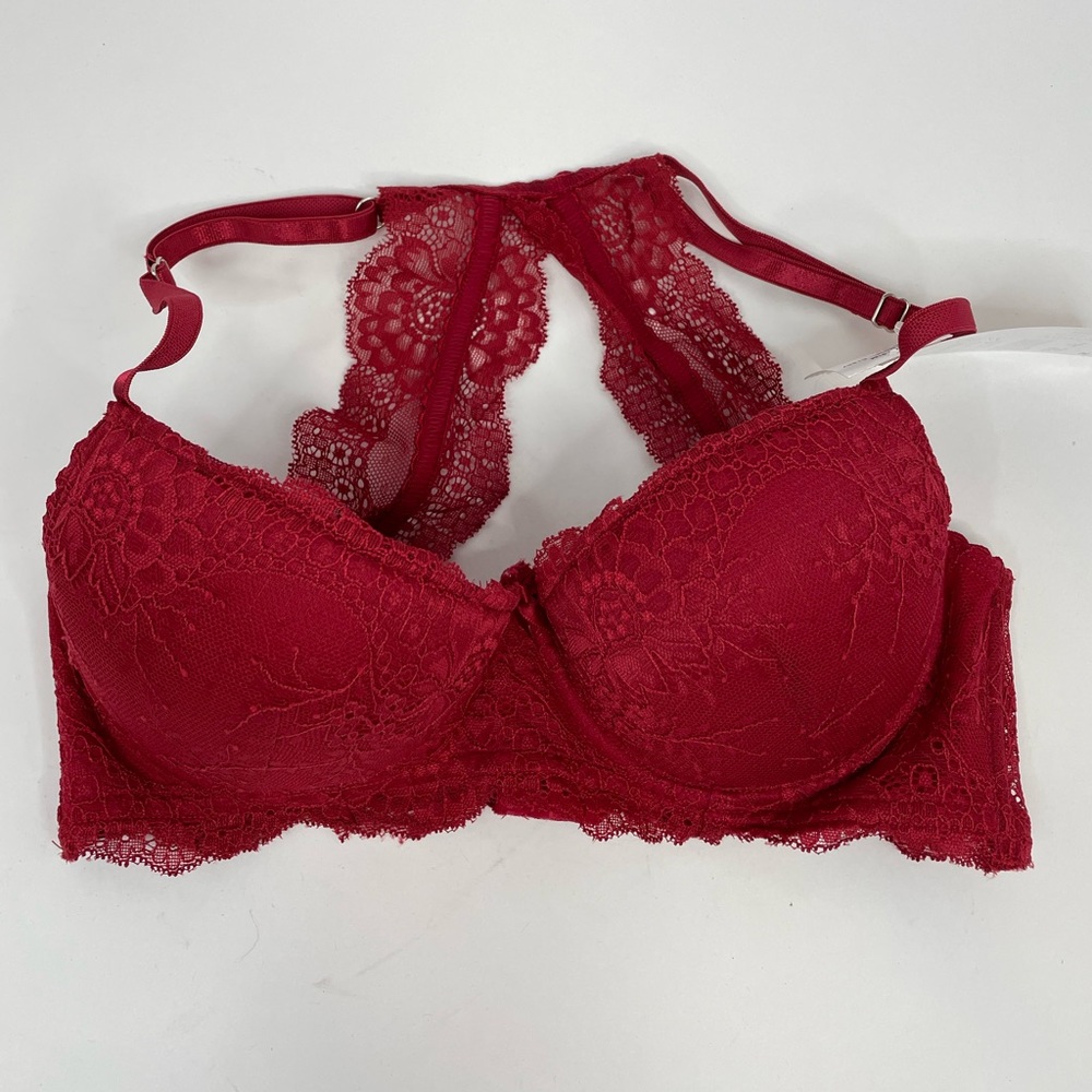 New Women’s Mia de Andrea Burgundy (Wine) Lace Bra Size 34B